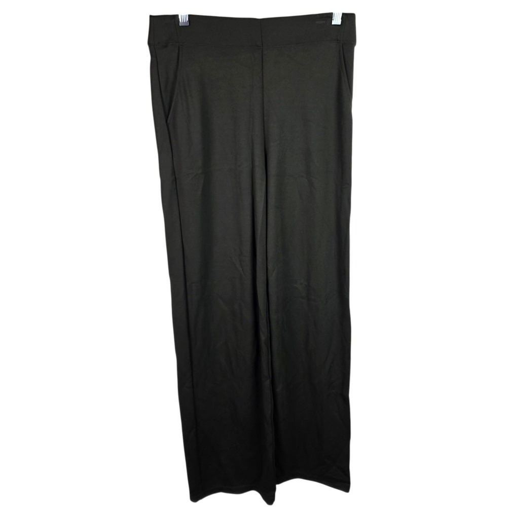 Max Studio London Wide Leg Pants Women M Olive Green Good High Rise Ponte
